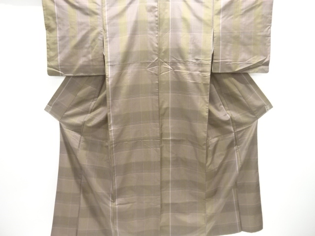 JAPANESE KIMONO / LATTICE WEAVE YONEZAWA TSUMUGI KIMONO / GRIDWOVEN